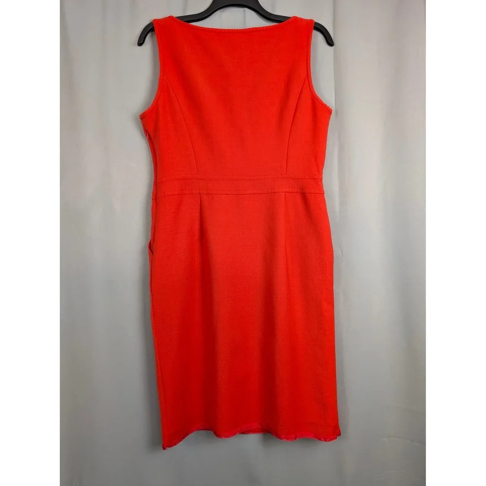 Tory Burch Sheath Dress‎ SZ 14 Orange Pockets Textured Sleeveless